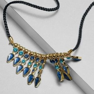 Emerald, blue and gold necklace & earrings set.